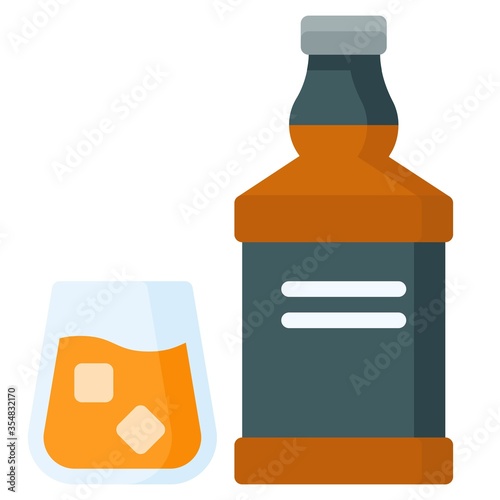 Alcoholic drink icon, Beverage flat vector illustration