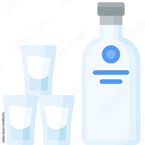 Alcoholic drink icon, Beverage flat vector illustration