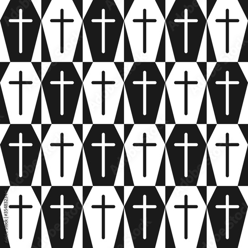 Seamless geometric pattern with coffins
