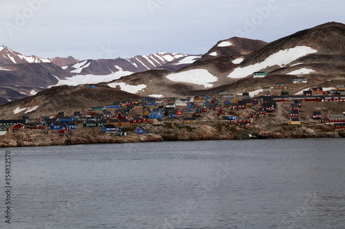 The remote township of Ittoqqortoormiit from the sea.  photo