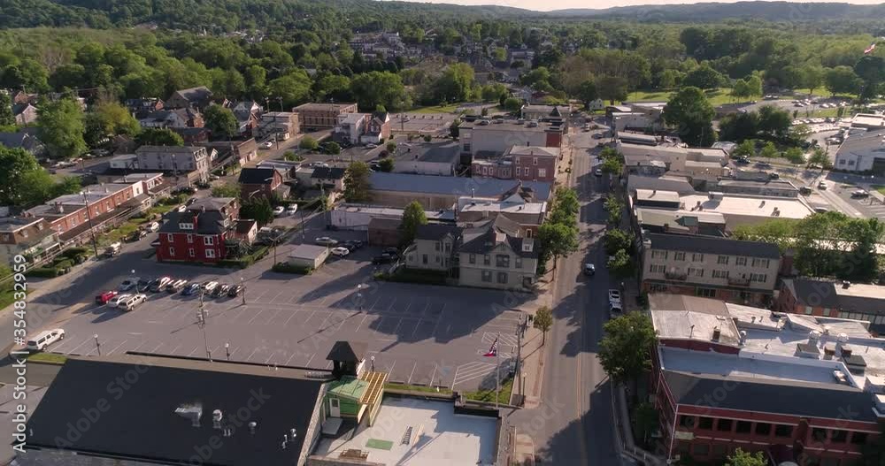 Downtown Downingtown, Pennsylvania, Aerial Drone Downtown Downingtown, Pennsylvania, Aerial Drone