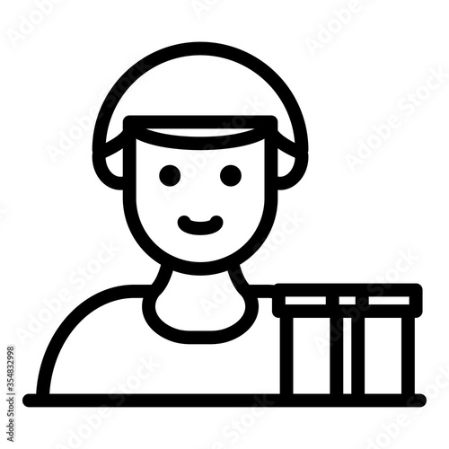 Delivery young courier icon. Outline delivery young courier vector icon for web design isolated on white background