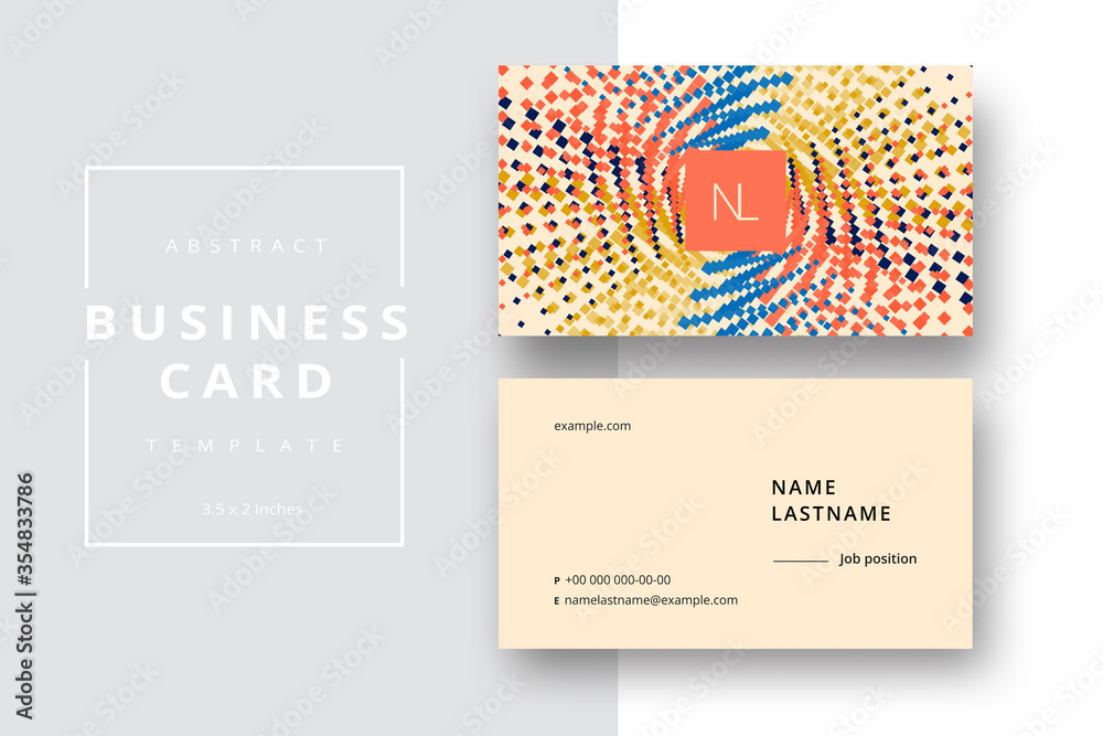 Fototapeta premium Trendy minimal abstract business card template. Modern corporate stationery id layout with geometric pattern. Vector fashion background design with information sample name text.