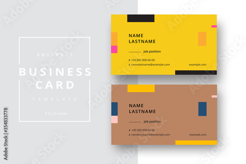 Trendy minimal abstract business card template. Modern corporate stationery id layout with geometric pattern. Vector fashion background design with information sample name text.