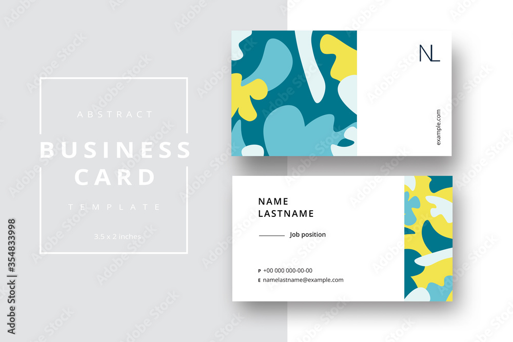 Trendy minimal abstract business card template. Modern corporate stationery id layout with geometric pattern. Vector fashion background design with information sample name text. Trendy minimal abstract business card template. Modern corporate stationery id layout with geometric pattern. Vector fashion background design with information sample name text.