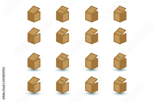 Cardboard box icon set
