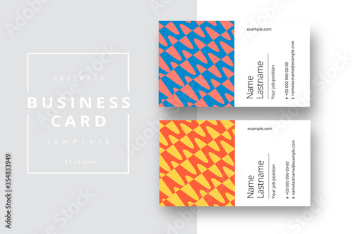 Trendy minimal abstract business card template. Modern corporate stationery id layout with geometric pattern. Vector fashion background design with information sample name text.