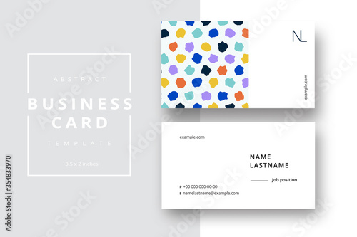 Trendy minimal abstract business card template. Modern corporate stationery id layout with geometric pattern. Vector fashion background design with information sample name text.
