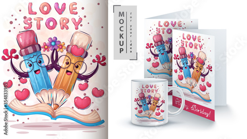 Love story poster and merchandising