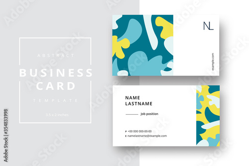 Trendy minimal abstract business card template. Modern corporate stationery id layout with geometric pattern. Vector fashion background design with information sample name text.