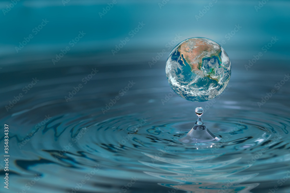 World dropping in a water drop ,concept for water pullation and conservative.Elements of this image furnished by NASA World dropping in a water drop ,concept for water pullation and conservative.Elements of this image furnished by NASA