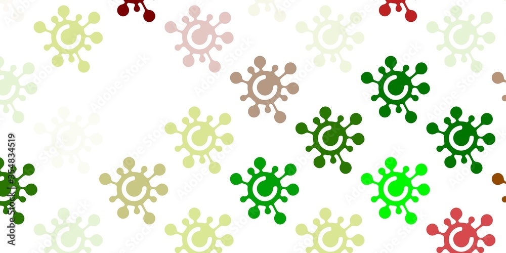 Light Green, Yellow vector pattern with coronavirus elements. Light Green, Yellow vector pattern with coronavirus elements.