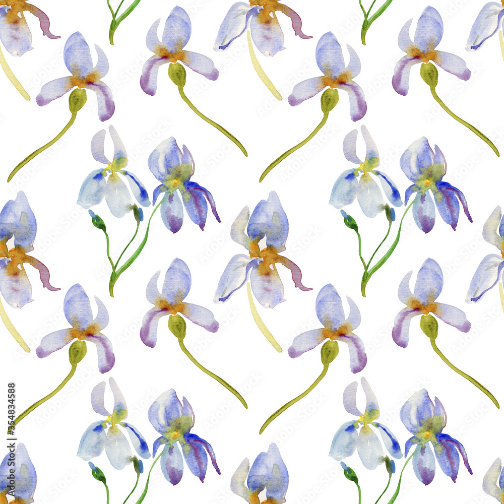 Background with irises. Seamless pattern. 
