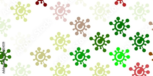 Light Green, Yellow vector pattern with coronavirus elements.
