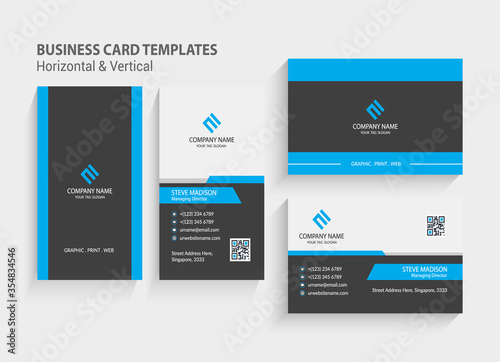Modern and creative business card vector design template. Horizontal and vertical Layout. editable business card vector. Perfect for your company. Vector illustration design. Print ready.
