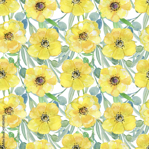 Seamless background with beautiful flowers. Design, wrapping paper, background, card, design. © Olesia La