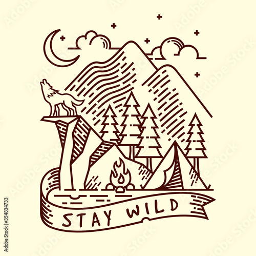 Stay Wild Line Illustration Design Vector