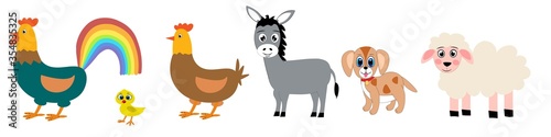 Photography Cute animals set illustration, vector collection: farm animals,sea animals wild