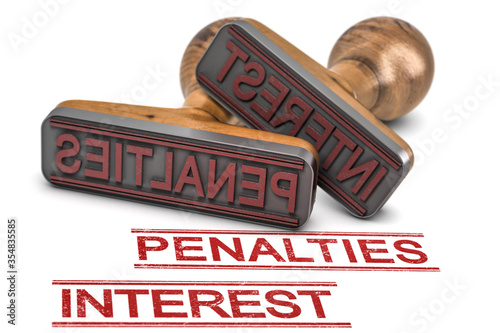 Unpaid income tax concept. Penalties and interest, Internal Revenue Service. photo