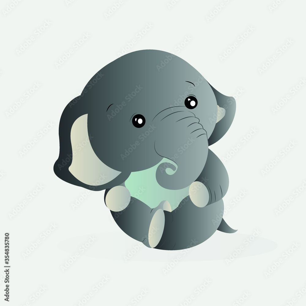 Cute Baby elephant. little elephant Vector illustration for kids. Use for t shirt template, surface design, fashion wear, baby shower Cute Baby elephant. little elephant Vector illustration for kids. Use for t shirt template, surface design, fashion wear, baby shower