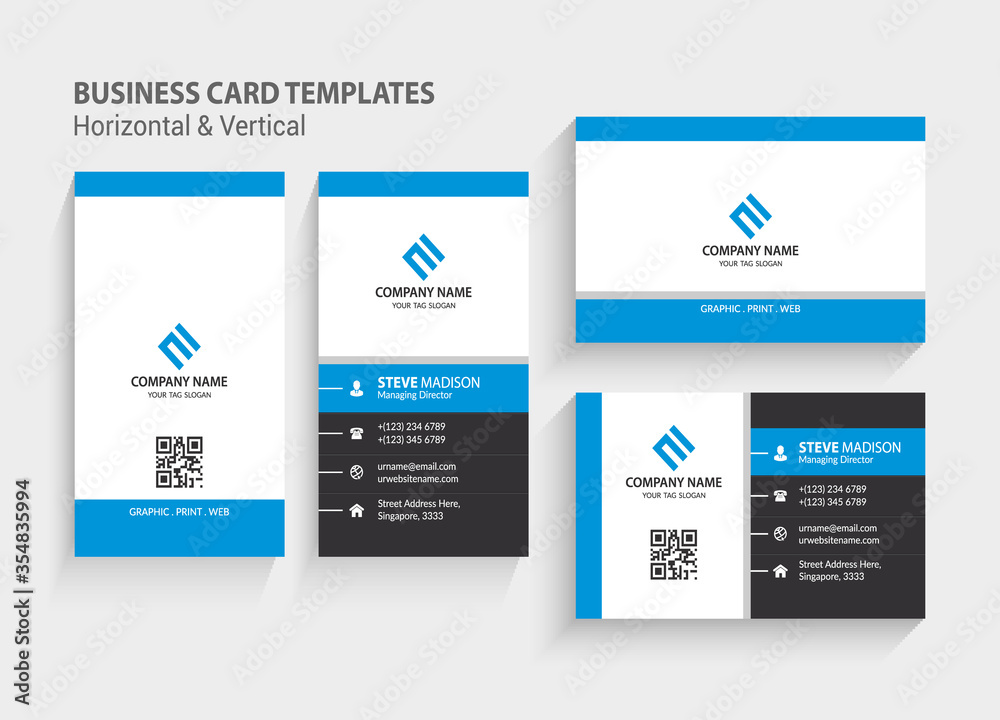 Modern and creative business card vector design template. Horizontal and vertical Layout. editable business card vector. Perfect for your company. Vector illustration design. Print ready.