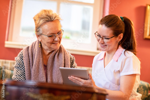 Nurse introducing technology to her patient