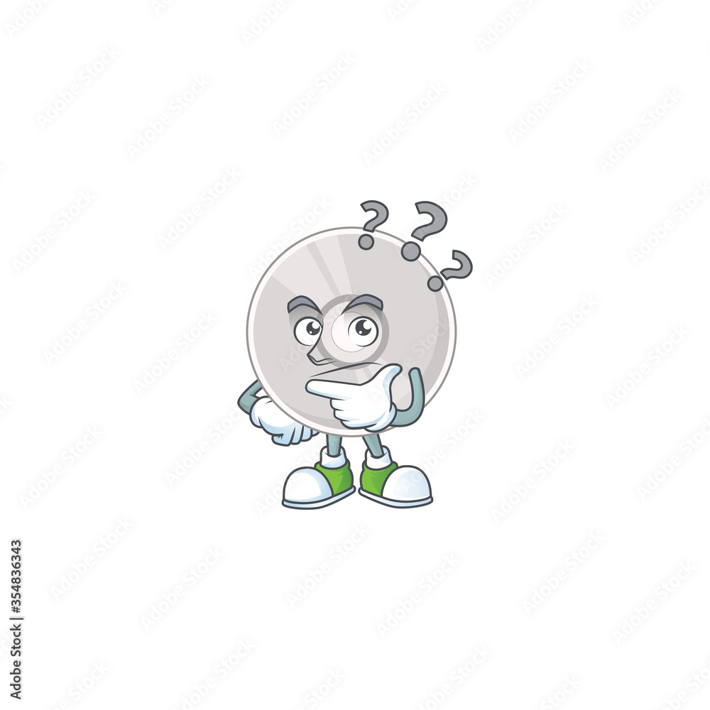 mascot design concept of compact disk with confuse gesture mascot design concept of compact disk with confuse gesture