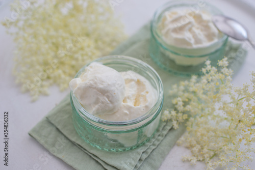 sweet home made vanilla elderflower ice cream