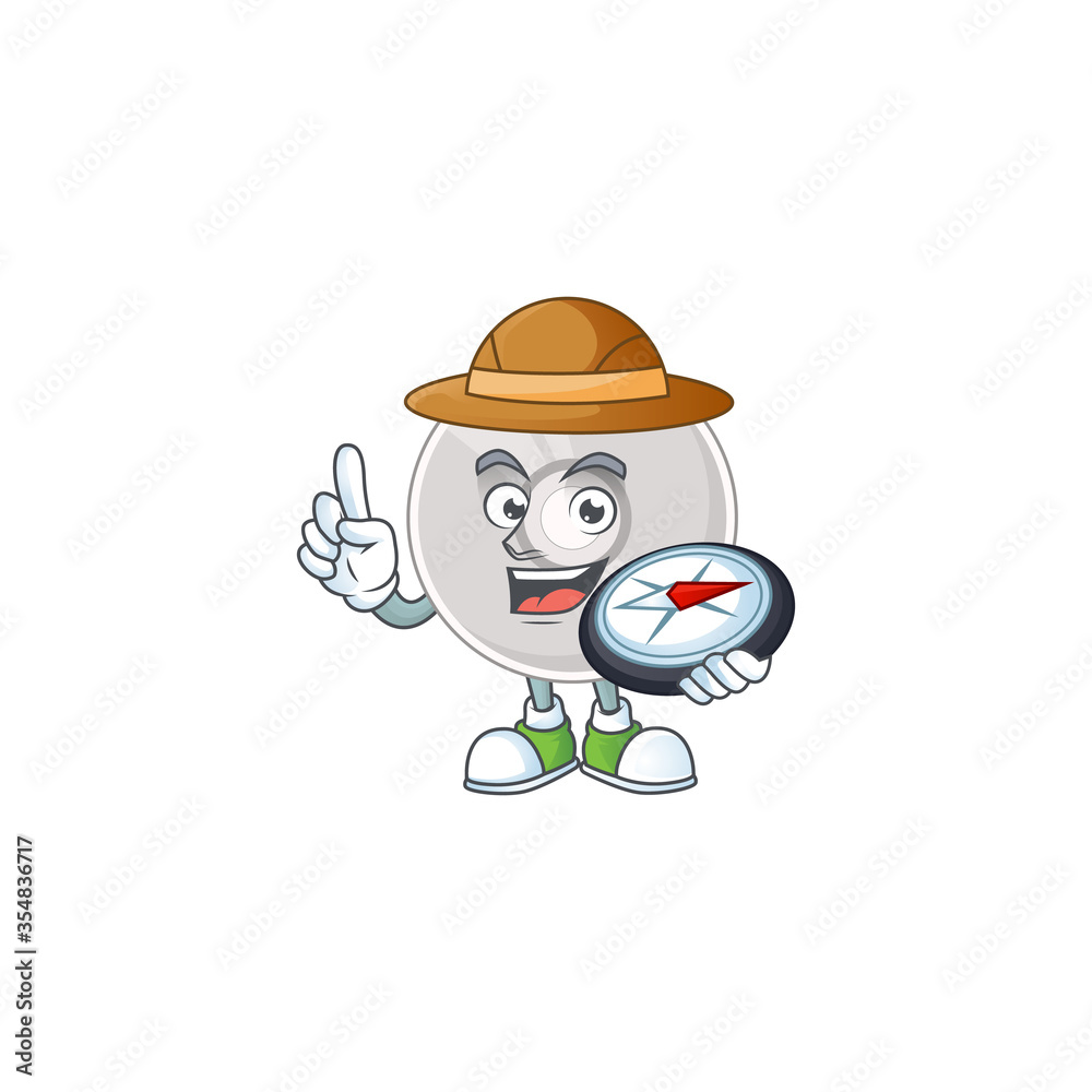 Experience explorer of compact disk cartoon character style using compass