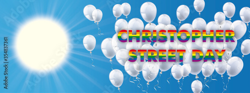 Christopher Street Day Blue Sky White Balloons Sunbeam Header