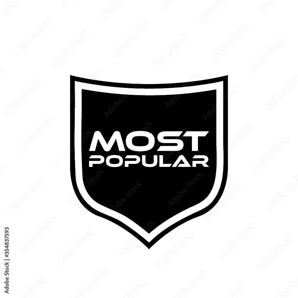 Fototapeta premium Most Popular Badge Shield icon isolated on white background