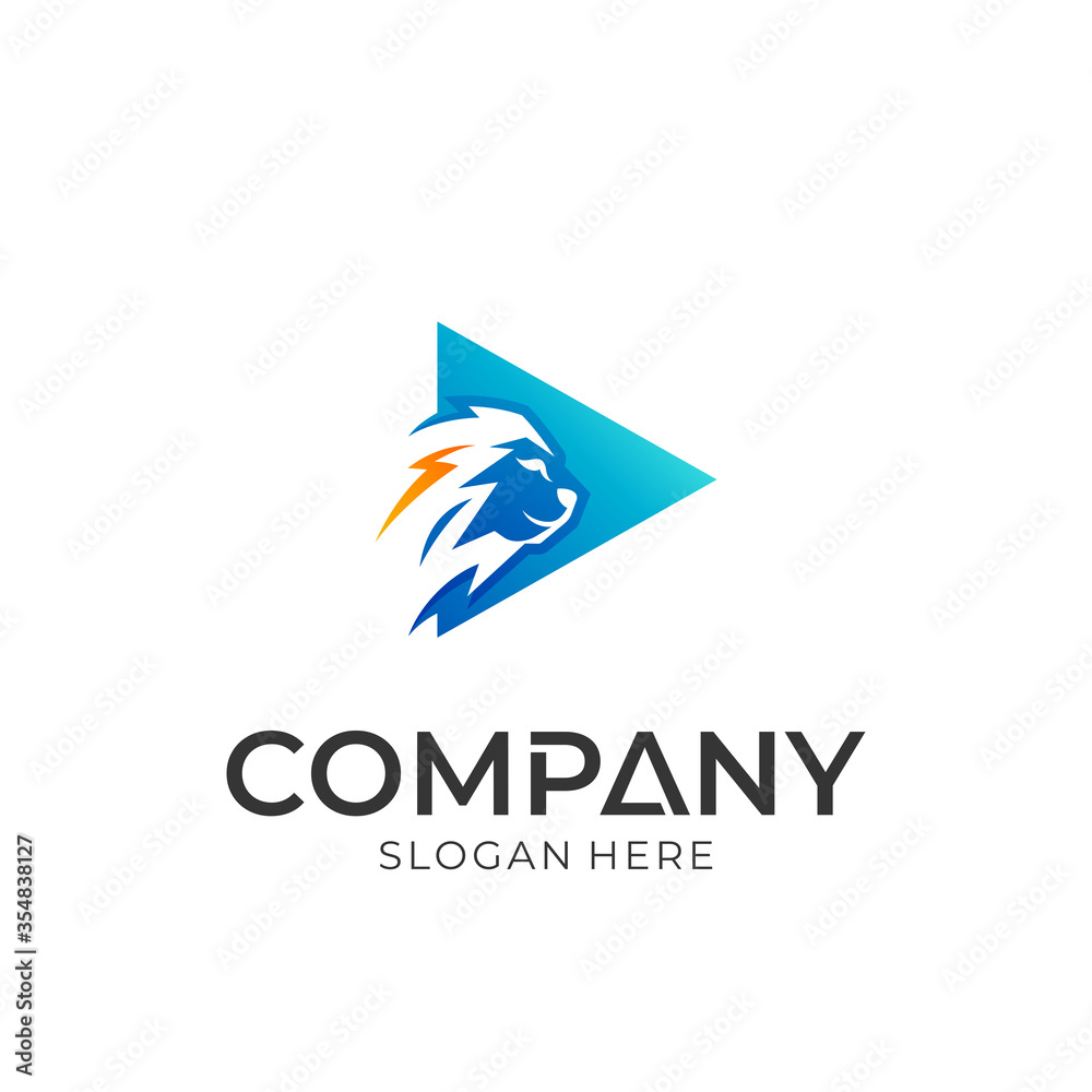 Logo vector of lion head with arrow. Simple style. Logotype for template