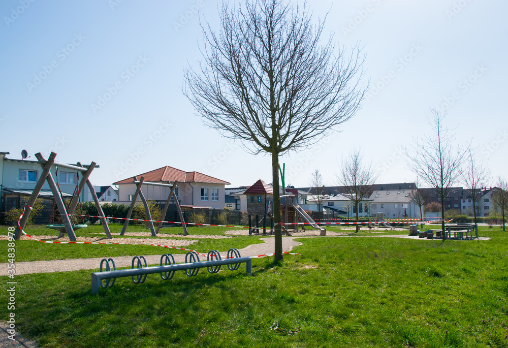 Playground for children is close for coronavirus. Playground for children is close for coronavirus.