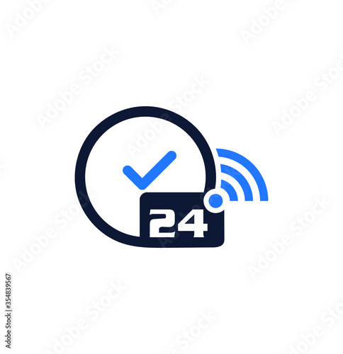 24 Hours Internet Service center Icon Free Stock Image.