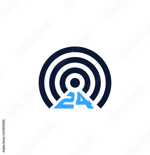 24 Hours Internet Service center Icon Free Stock Image.