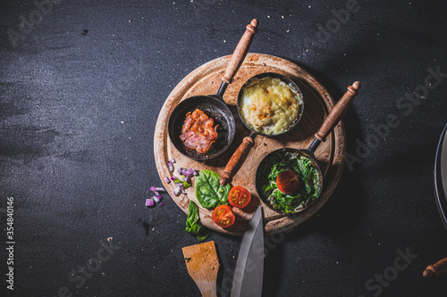 Canvas Print bacon egg raclette