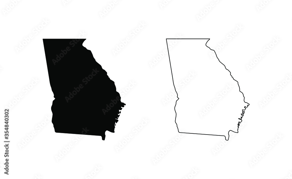 Georgia state silhouette, line style. America illustration, American vector outline isolated on white background - obrazy, fototapety, plakaty 