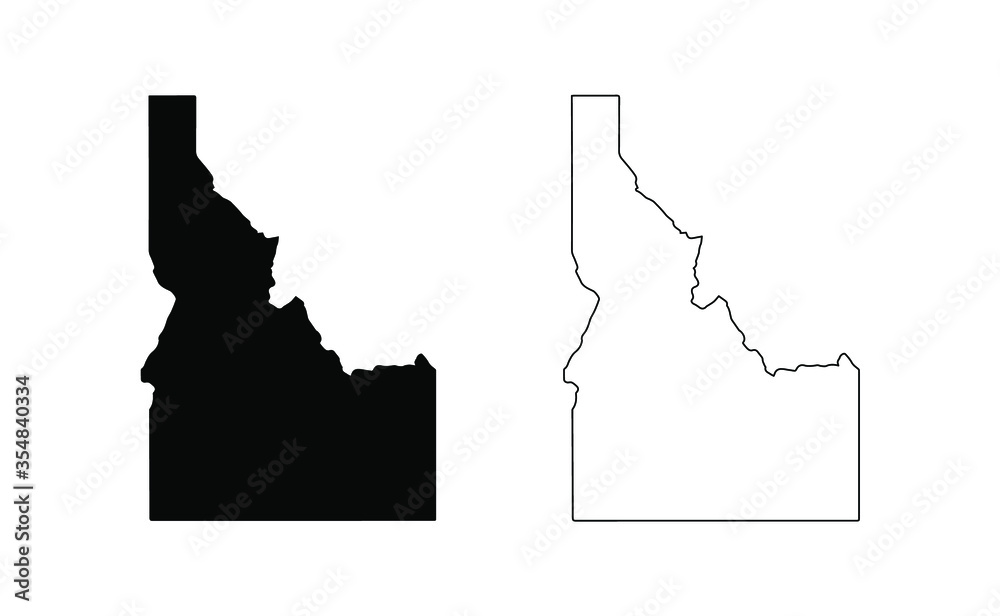 Idaho state silhouette, line style. America illustration, American