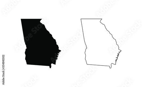 Georgia state silhouette, line style. America illustration, American vector outline isolated on white background