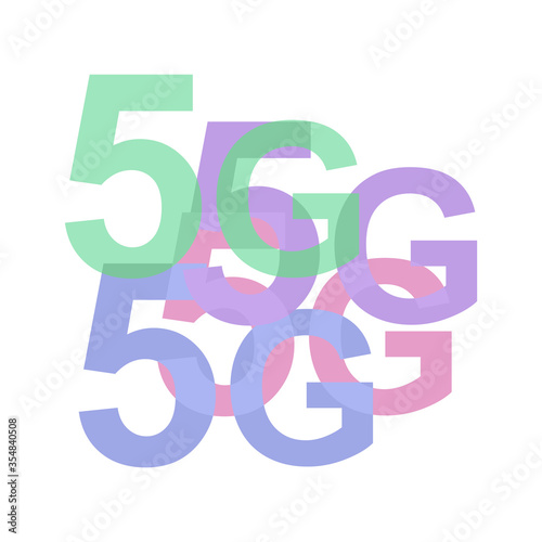 5G internet icon. Filling the space with many wireless logos. Fifth generation technology. Isolated vector on a white background.