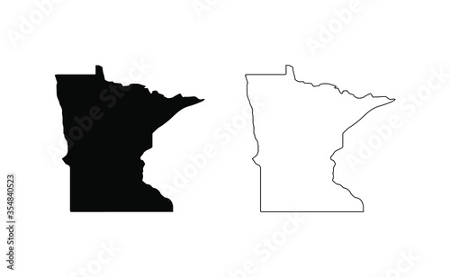 Minnesota state silhouette, line style. America illustration, American vector outline isolated on white background