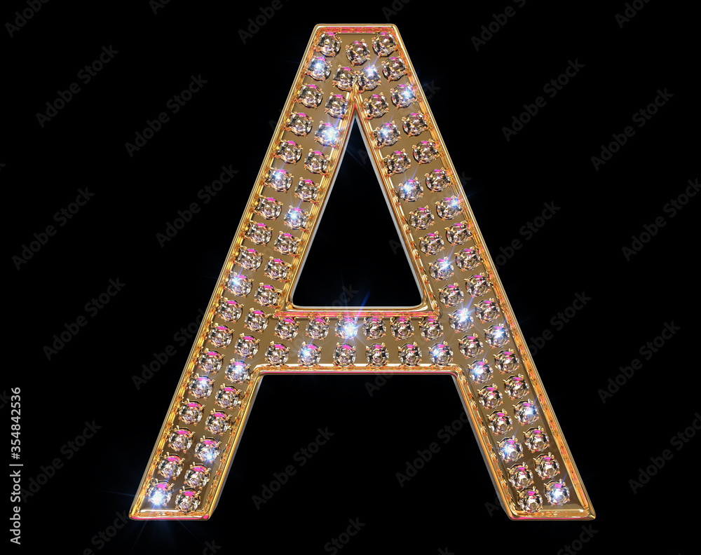Letter of gold and diamond. Highly detailed 3d illustration. Letter of gold and diamond. Highly detailed 3d illustration.