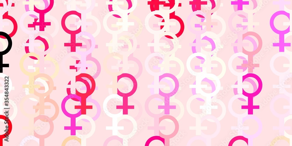 Light Pink, Yellow vector background with woman symbols. Light Pink, Yellow vector background with woman symbols.