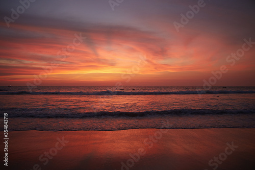 beautiful red sunset. sunset beach view photo