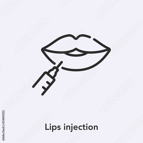 lips injection icon vector. Linear style sign for mobile concept and web design. lips injection symbol illustration. Pixel vector graphics - Vector.
