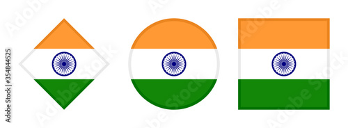 india flag icon set. isolated on white background