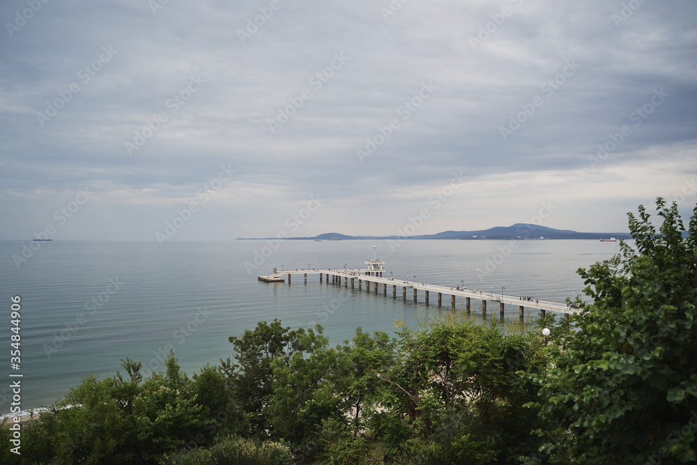 The Sea Garden of Burgas Bulgaria 
sea ​​pier seagull sand beach