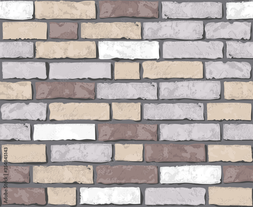 Realistic Vector Brick Wall Seamless Pattern Flat Wall Texture Multi