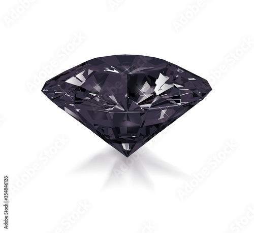 Precious black stone obsidian isolated on white background. Vector illustration.