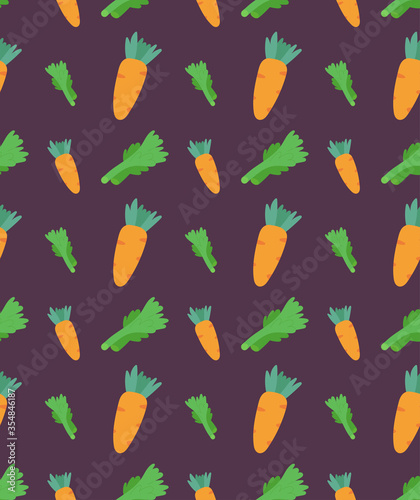 Bright seamless pattern, carrots and celery in scandinavian style. Unique hand drawn background. Modern vector illustration.